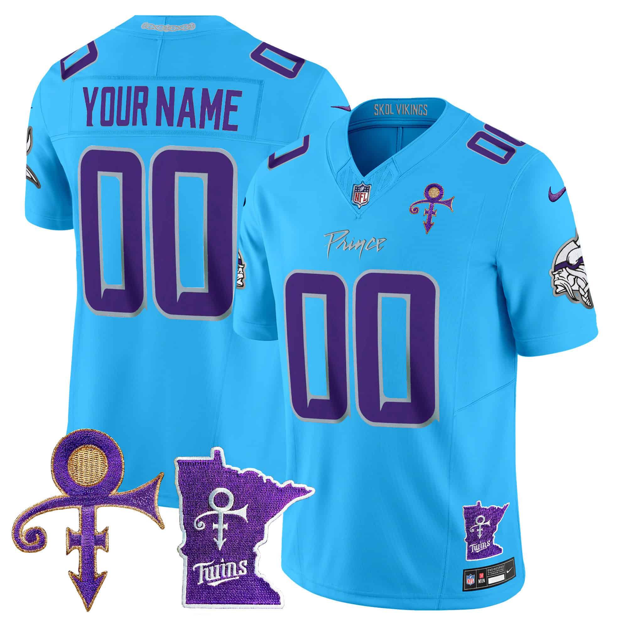 Men Minnesota Vikings Light Blue 2024 Nike Prince Vapor Limited Custom NFL Jersey